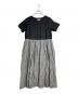 wafu（ワフー）の古着「リネン バイカラー ストライプ ワンピース　半袖ワンピース　ロングワンピース　マキシワンピース　日本製　麻」｜ブラック×グレー
