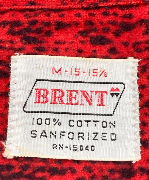 BRENT（ブレント）BRENT (ブレント) 【古着】60’Ｓプリントネルシャツ スキッパー　長袖シャツ　60年代　総柄 レッド サイズ:M-15-15 1/2の古着・服飾アイテム