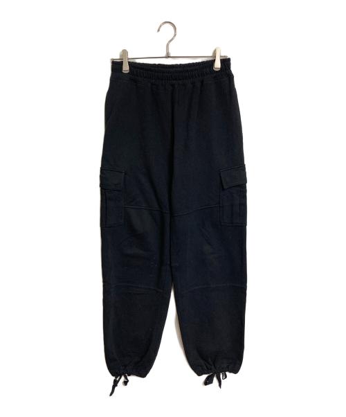 thisisneverthat（ディスイズネバーザット）thisisneverthat (ディスイズネバーザット) スウェットカーゴパンツ　スウェットパンツ　ワイドパンツ　 ブラック サイズ:Sの古着・服飾アイテム