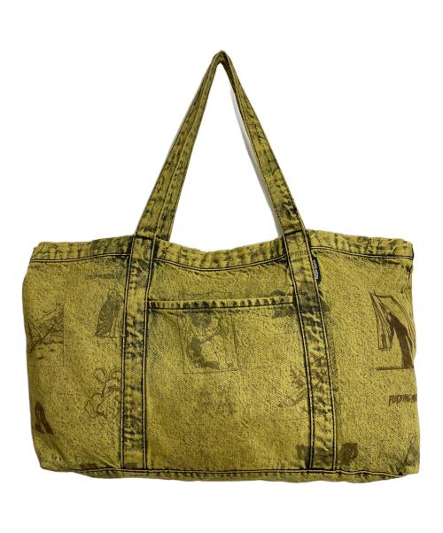 FUCKING AWESOME（ファッキンオーサム）FUCKING AWESOME (ファッキンオーサム) イエロープリントトートバッグ　コットントートバッグ イエロー サイズ:実寸参照の古着・服飾アイテム