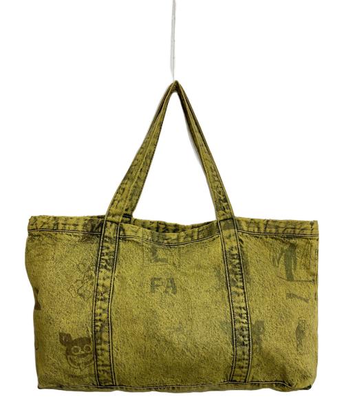 FUCKING AWESOME（ファッキンオーサム）FUCKING AWESOME (ファッキンオーサム) イエロープリントトートバッグ　コットントートバッグ イエロー サイズ:実寸参照の古着・服飾アイテム