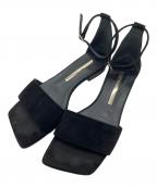 Brentaブレンタ）の古着「アンクルストラップフラットサンダル　ローヒール　フラットサンダル　スクエアトゥ　イタリア製」｜ブラック