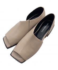 yuko imanishi+（ユウコイマニシプラス）の古着「レザー オープントゥ セパレート パンプス　ローヒール　サンダル」｜ベージュ