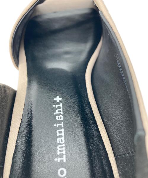 yuko imanishi+（ユウコイマニシプラス）yuko imanishi+ (ユウコイマニシプラス) レザー オープントゥ セパレート パンプス　ローヒール　サンダル ベージュ サイズ:36の古着・服飾アイテム