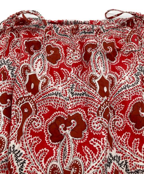 SOULEIADO（ソレイアード）SOULEIADO (ソレイアード) レーヨンプリント ギャザーパンツ　レーヨンパンツ　イージーパンツ　総柄 レッド サイズ:36の古着・服飾アイテム