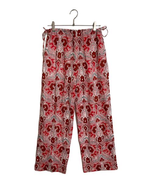 SOULEIADO（ソレイアード）SOULEIADO (ソレイアード) レーヨンプリント ギャザーパンツ　レーヨンパンツ　イージーパンツ　総柄 レッド サイズ:36の古着・服飾アイテム