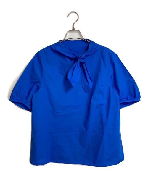 BALLSEY（ボールジィ）BALLSEY (ボールジィ) プロセスドコットン スカーフタイブラウス ブルー サイズ:36の古着・服飾アイテム