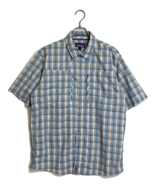 Patagonia（パタゴニア）Patagonia (パタゴニア) 半袖チェックシャツ スカイブルー サイズ:Mの古着・服飾アイテム