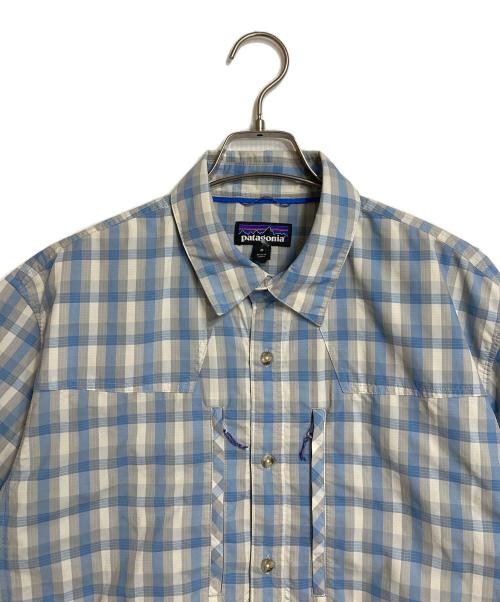 Patagonia（パタゴニア）Patagonia (パタゴニア) 半袖チェックシャツ スカイブルー サイズ:Mの古着・服飾アイテム