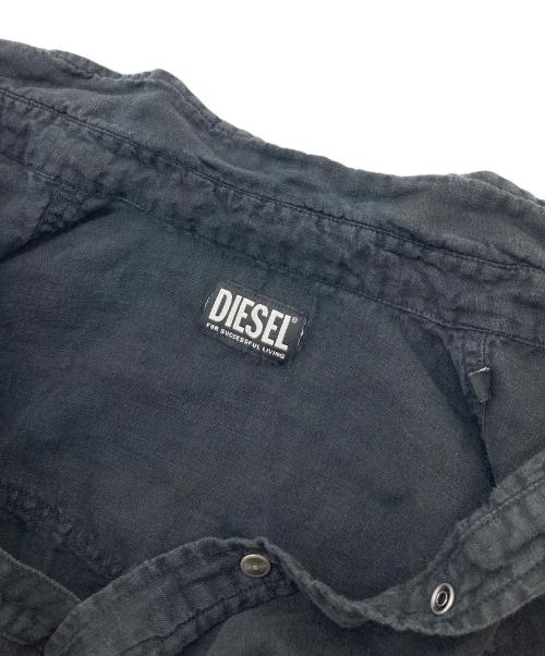 DIESEL（ディーゼル）DIESEL (ディーゼル) S-PLAN-X サークルDロゴリネンシャツ　長袖シャツ　麻 ブラック サイズ:46の古着・服飾アイテム