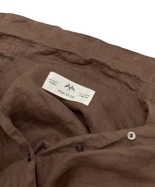 pual ce cin（ピュアルセシン）pual ce cin (ピュアルセシン) ラミーオーバーシャツ　長袖シャツ　リネンシャツ　麻　オーバーサイズ ブラウン サイズ:実寸参照の古着・服飾アイテム