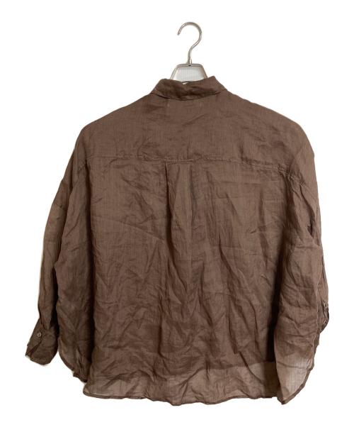 pual ce cin（ピュアルセシン）pual ce cin (ピュアルセシン) ラミーオーバーシャツ　長袖シャツ　リネンシャツ　麻　オーバーサイズ ブラウン サイズ:実寸参照の古着・服飾アイテム