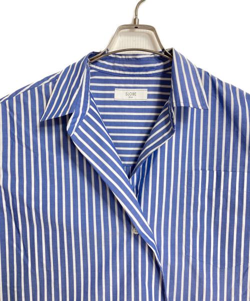 SLOBE IENA（スローブ イエナ）SLOBE IENA (スローブ イエナ) ニュアンスシャツ　長袖シャツ　オフィスカジュアル　セレモニー ホワイト×ブルー サイズ:実寸参照の古着・服飾アイテム