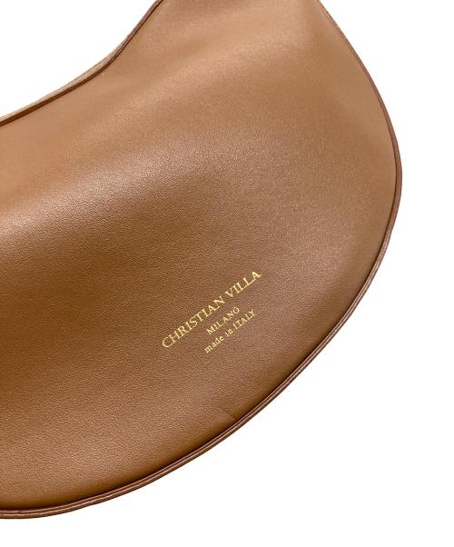 CHRISTIAN VILLA（クリスチャンヴィラ）CHRISTIAN VILLA (クリスチャンヴィラ) HARF MOON BAG  ハーフムーンバッグ　ミニバッグ　イタリア製 ブラウン サイズ:実寸参照の古着・服飾アイテム