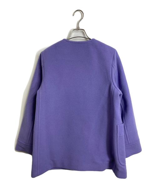 SLOBE IENA（スローブ イエナ）SLOBE IENA (スローブ イエナ) スイビダブルクロスノーカラーダブル前コート　アウター　ウールコート　日本製 パープル サイズ:36の古着・服飾アイテム