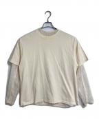 MAISON SPECIALメゾンスペシャル）の古着「Multiway Mesh Fabric Layered T-shirt  マルチウェイメッシュファブリックレイヤードTシャツ　ロングスリーブカットソー　半袖カットソー　Tシャツ　Tee   重ね着」｜アイボリー