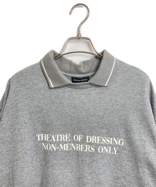 MAISON SPECIAL（メゾンスペシャル）MAISON SPECIAL (メゾンスペシャル) Flocky Print Polo Color Theater T-shirt グレー サイズ:FREEの古着・服飾アイテム