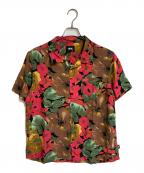 stussyステューシー）の古着「ボタニカルアロハシャツ　レーヨンシャツ　半袖シャツ　花柄　総柄」｜レッド×ブラウン