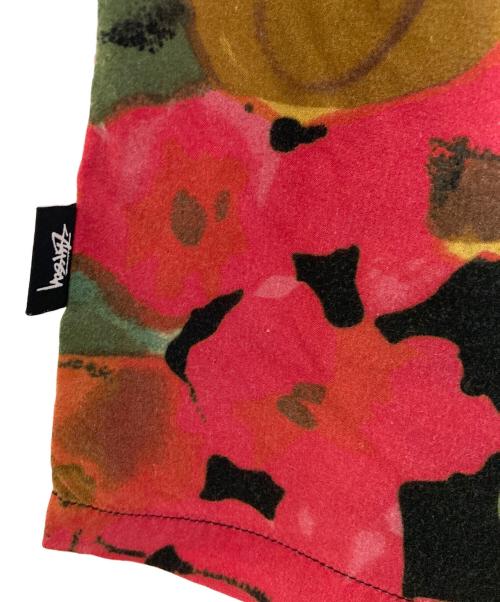 stussy（ステューシー）stussy (ステューシー) ボタニカルアロハシャツ　レーヨンシャツ　半袖シャツ　花柄　総柄 レッド×ブラウン サイズ:Lの古着・服飾アイテム