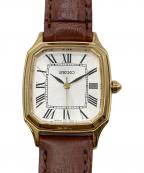 SEIKO×UNITED ARROWSセイコー×ユナイテッドアローズ）の古着「腕時計　クォーツ　ウォッチ　レザーベルト　日本製」｜ホワイト×ブラウン
