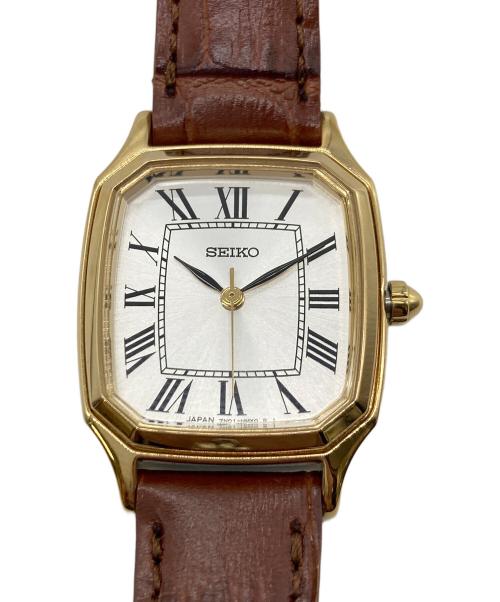 SEIKO（セイコー）SEIKO (セイコー) UNITED ARROWS (ユナイテッドアローズ) 腕時計　クォーツ　ウォッチ　レザーベルト　日本製 ホワイト×ブラウン サイズ:実寸参照の古着・服飾アイテム