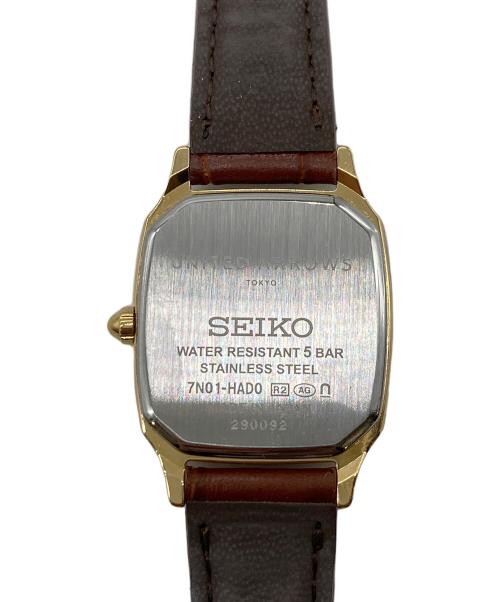 SEIKO（セイコー）SEIKO (セイコー) UNITED ARROWS (ユナイテッドアローズ) 腕時計　クォーツ　ウォッチ　レザーベルト　日本製 ホワイト×ブラウン サイズ:実寸参照の古着・服飾アイテム