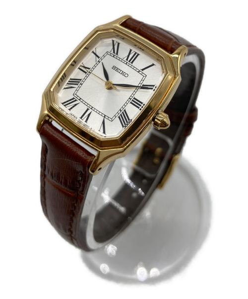 SEIKO（セイコー）SEIKO (セイコー) UNITED ARROWS (ユナイテッドアローズ) 腕時計　クォーツ　ウォッチ　レザーベルト　日本製 ホワイト×ブラウン サイズ:実寸参照の古着・服飾アイテム