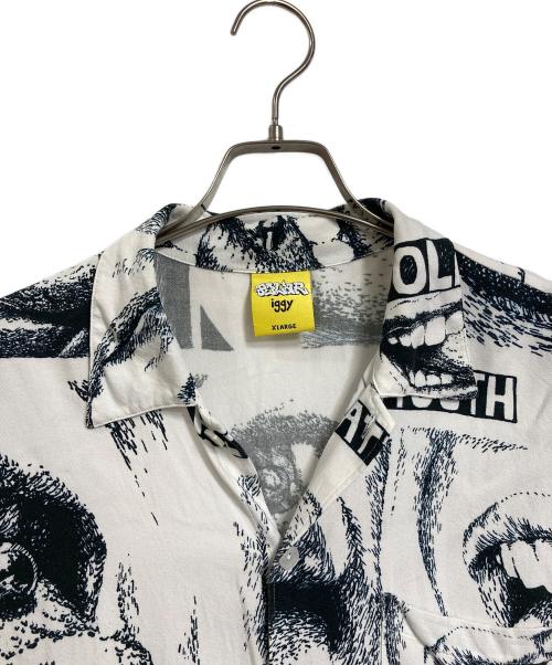 POLAR（ポーラー）POLAR (ポーラー) iggy (イギー) Alternative Youth Shirt  半袖シャツ　総柄シャツ　レーヨンシャツ ホワイト×ブラック サイズ:XLの古着・服飾アイテム