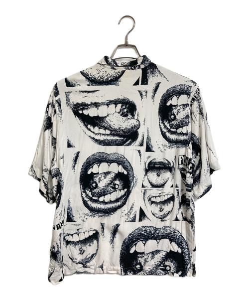 POLAR（ポーラー）POLAR (ポーラー) iggy (イギー) Alternative Youth Shirt  半袖シャツ　総柄シャツ　レーヨンシャツ ホワイト×ブラック サイズ:XLの古着・服飾アイテム