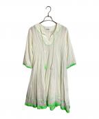 BEAMS BOY×TREPIEDビームスボーイ×トレピエ）の古着「ワンピース　シースルー　ドット柄　半袖ワンピース　」｜グリーン