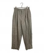 qualiteカリテ）の古着「ラメリネンタックパンツ　リネン混パンツ」｜グレー