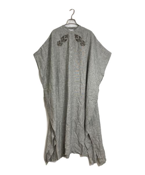 CLARAMONTE（クララモンテ）CLARAMONTE (クララモンテ) リネンワンピース　ラグランワンピース　ノースリーブワンピース　リネン100％ グレー サイズ:実寸参照の古着・服飾アイテム