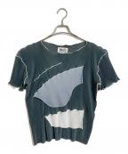 todo kotohayokozawaトゥードゥー コトハヨコザワ）の古着「半袖プリーツカットソー　デザインカットソー　半袖ブラウス　日本製」｜グレー