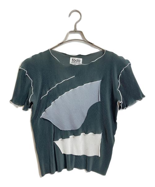 todo kotohayokozawa（トゥードゥー コトハヨコザワ）TODO kotohayokozawa (トゥードゥー コトハヨコザワ) 半袖プリーツカットソー　デザインカットソー　半袖ブラウス　日本製 グレー サイズ:実寸参照の古着・服飾アイテム