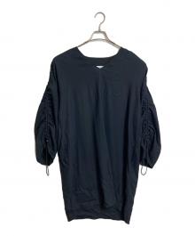 Maison Margiela（メゾンマルジェラ）の古着「ドローストリング長袖ワンピース ヨツタグ　19SS  イタリア製」｜ブラック