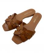 Saint Laurent Parisサンローランパリ）の古着「ニュピエストラピーサンダル　フラットサンダル　ローヒール　イタリア製」｜ブラウン