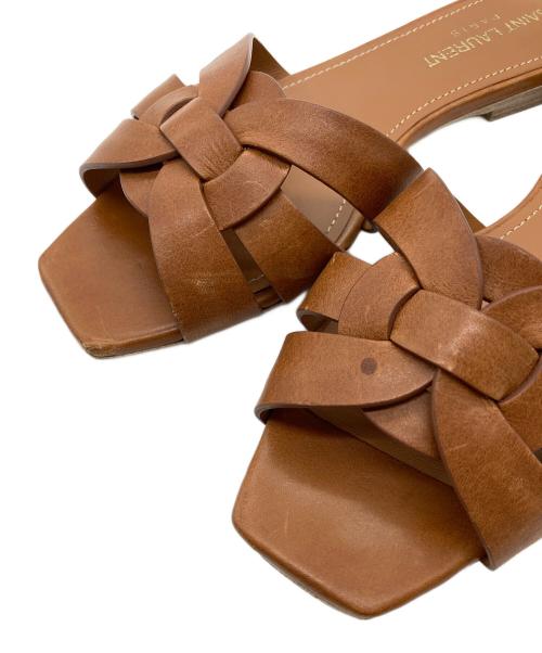 Saint Laurent Paris（サンローランパリ）Saint Laurent Paris (サンローランパリ) ニュピエストラピーサンダル　フラットサンダル　ローヒール　イタリア製 ブラウン サイズ:35の古着・服飾アイテム