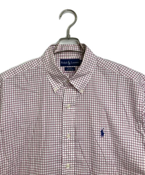 POLO RALPH LAUREN（ポロ・ラルフローレン）POLO RALPH LAUREN (ポロ・ラルフローレン) BLAKE 半袖シャツ　 パープル×ホワイト サイズ:Lの古着・服飾アイテム