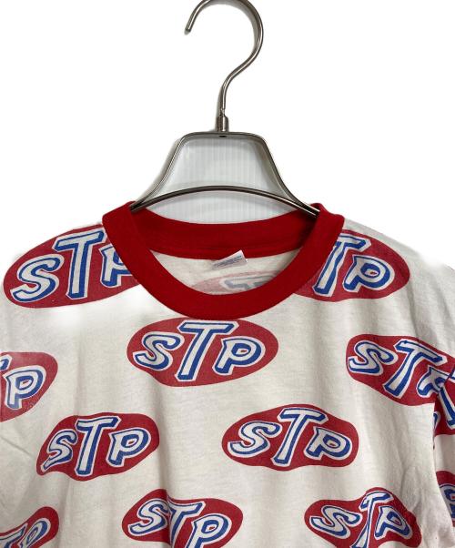 5050（フィフティーフィフティー）5050 (フィフティーフィフティー) STP (エスティーピー) 【古着】70s  リンガーTシャツ　70年代　総柄　アメリカ製　USA製　シングルステッチ レッド×ホワイト サイズ:Mの古着・服飾アイテム