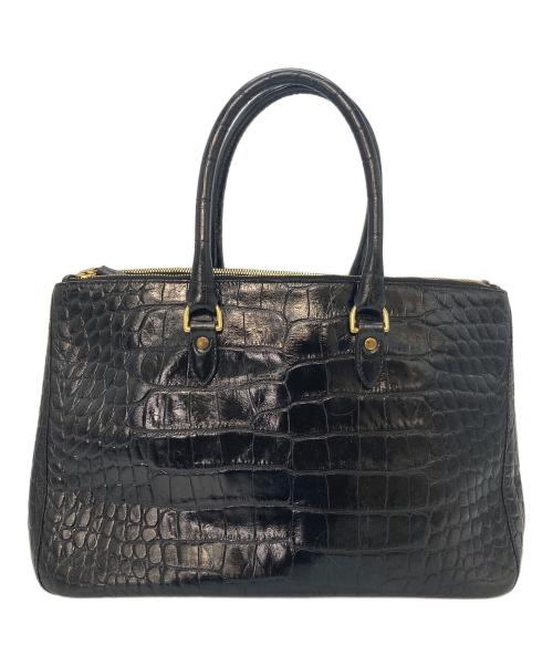 J&M DAVIDSON（ジェイ＆エム デヴィッドソン）J&M DAVIDSON (ジェイ＆エム デヴィッドソン) クロコ 型押しトートバッグ ブラック サイズ:実寸参照の古着・服飾アイテム