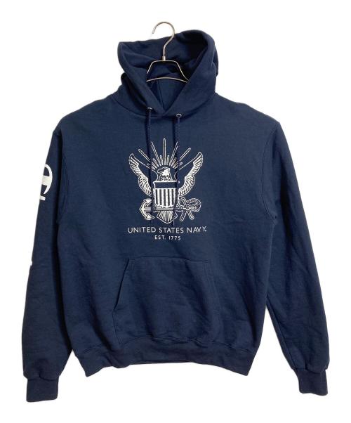 Champion（チャンピオン）Champion (チャンピオン) USNAVYプリントパーカー　フーディー ネイビー サイズ:M(ASIA XL)の古着・服飾アイテム