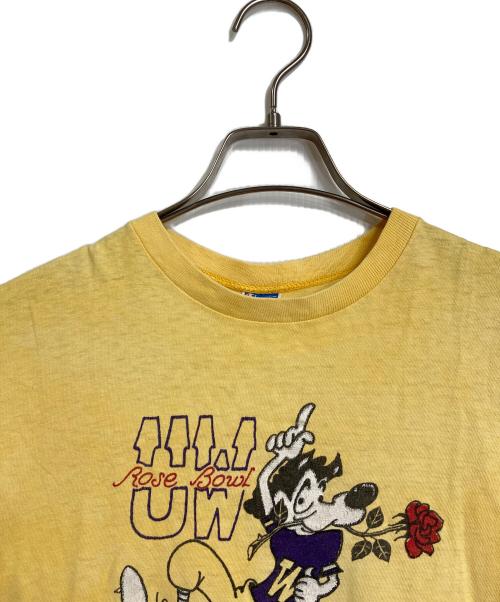 Champion（チャンピオン）Champion (チャンピオン) 【古着】70’S ROSE BOWL プリントTシャツ　半袖カットソー　Tシャツ　Tee  70年代　バータグ イエロー サイズ:Lの古着・服飾アイテム