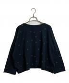 mizuiro-indミズイロインド）の古着「水玉ワイドカットソー　七分袖」｜ブラック