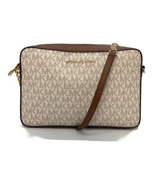 MICHAEL KORS（マイケル・コース）MICHAEL KORS (マイケルコース) ショルダーバッグ ジェット セット アイテム ラージ イーストウェスト クロスボディ　JET SET ITEM LG EW CROSSBODY　セレモニー ベージュ×ブラウン サイズ:実寸参照の古着・服飾アイテム