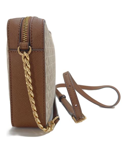 MICHAEL KORS（マイケル・コース）MICHAEL KORS (マイケルコース) ショルダーバッグ ジェット セット アイテム ラージ イーストウェスト クロスボディ　JET SET ITEM LG EW CROSSBODY　セレモニー ベージュ×ブラウン サイズ:実寸参照の古着・服飾アイテム