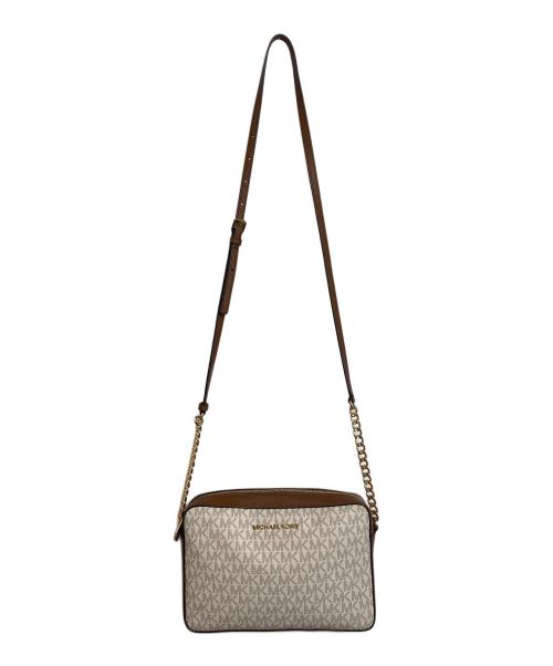 MICHAEL KORS（マイケル・コース）MICHAEL KORS (マイケルコース) ショルダーバッグ ジェット セット アイテム ラージ イーストウェスト クロスボディ　JET SET ITEM LG EW CROSSBODY　セレモニー ベージュ×ブラウン サイズ:実寸参照の古着・服飾アイテム