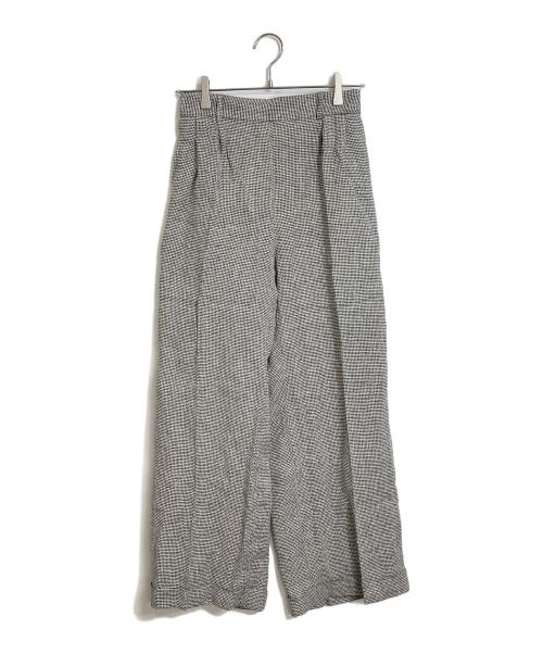 wafu（ワフー）wafu (ワフー) リネンシルク混パンツ 依田のやりたい放題。シルク混千鳥格子柄タックパンツ ブラック×ベージュ サイズ:FREEの古着・服飾アイテム