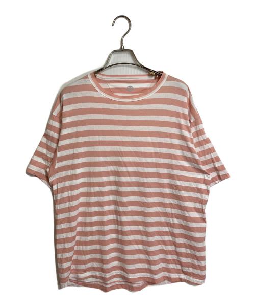 45R（フォーティファイブ・アール）45R (フォーティファイブ・アール) シャンクリーンボーダーTシャツ　コットンTシャツ ホワイト×ピンク サイズ:3の古着・服飾アイテム