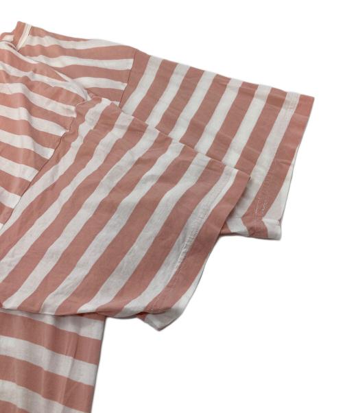 45R（フォーティファイブ・アール）45R (フォーティファイブ・アール) シャンクリーンボーダーTシャツ　コットンTシャツ ホワイト×ピンク サイズ:3の古着・服飾アイテム