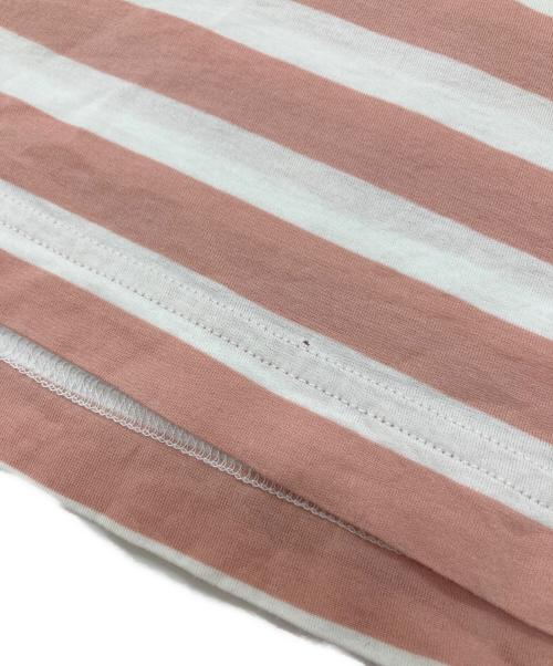 45R（フォーティファイブ・アール）45R (フォーティファイブ・アール) シャンクリーンボーダーTシャツ　コットンTシャツ ホワイト×ピンク サイズ:3の古着・服飾アイテム